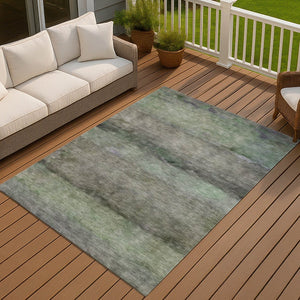 HomeRoots 8' X 10' Artichoke Green & Gray Abstract Washable Area Rug - Durable, Stylish for Indoor & Outdoor Use 658756