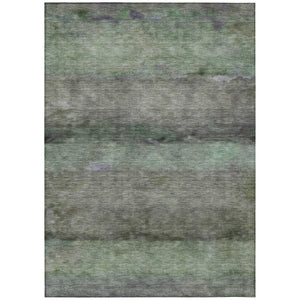 HomeRoots 8' X 10' Artichoke Green & Gray Abstract Washable Area Rug - Durable, Stylish for Indoor & Outdoor Use 658756
