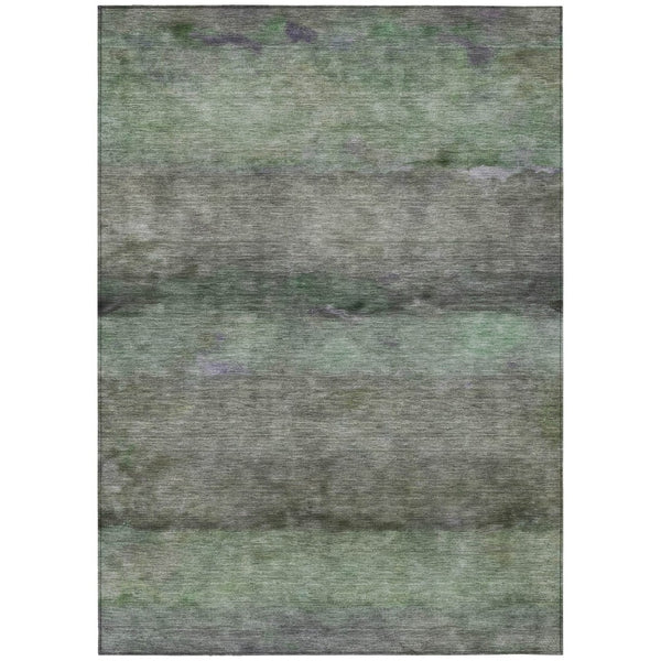 HomeRoots 8' X 10' Artichoke Green & Gray Abstract Washable Area Rug - Durable, Stylish for Indoor & Outdoor Use 658756