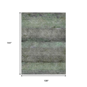 HomeRoots 9' Artichoke Green & Gray Abstract Washable Area Rug - Durable, Stylish for Indoor/Outdoor Use! 658757