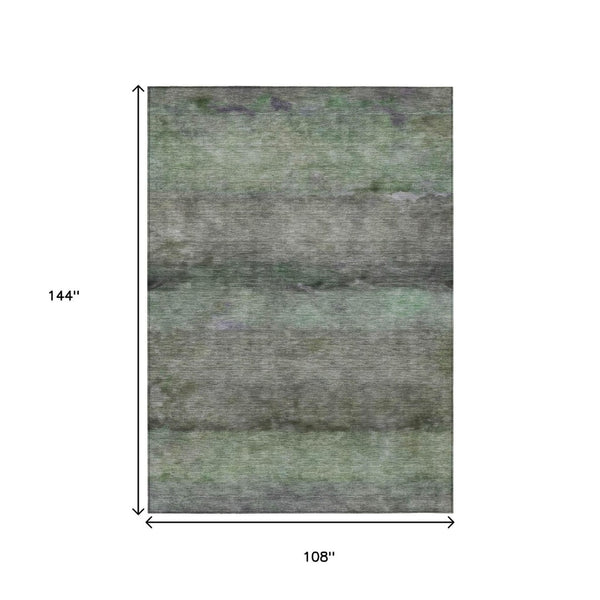 HomeRoots 9' Artichoke Green & Gray Abstract Washable Area Rug - Durable, Stylish for Indoor/Outdoor Use! 658757