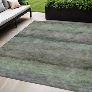 HomeRoots 10' Artichoke Green & Gray Abstract Washable Area Rug - Stylish Indoor/Outdoor Solution for Any Space 658758