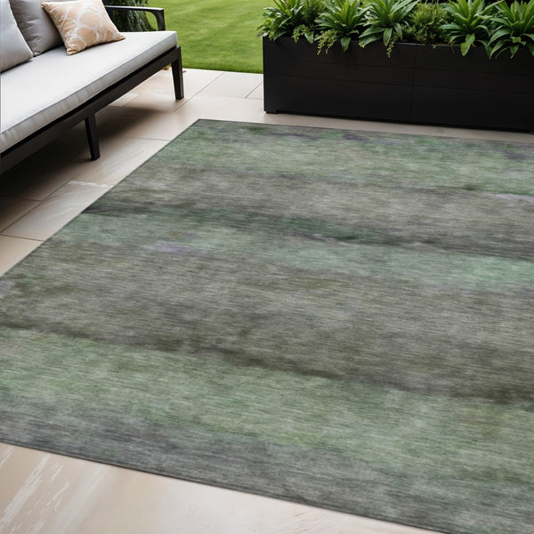 HomeRoots 10' Artichoke Green & Gray Abstract Washable Area Rug - Stylish Indoor/Outdoor Solution for Any Space 658758