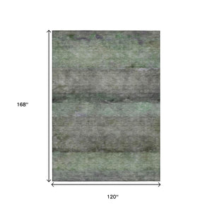 HomeRoots 10' Artichoke Green & Gray Abstract Washable Area Rug - Stylish Indoor/Outdoor Solution for Any Space 658758
