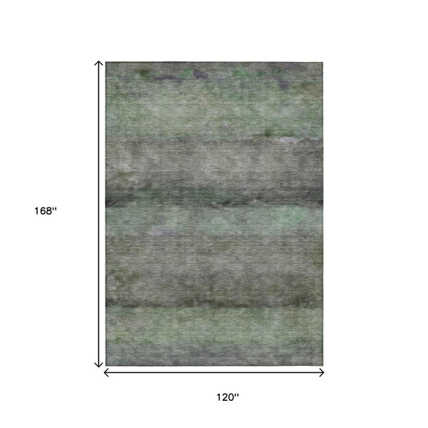 HomeRoots 10' Artichoke Green & Gray Abstract Washable Area Rug - Stylish Indoor/Outdoor Solution for Any Space 658758
