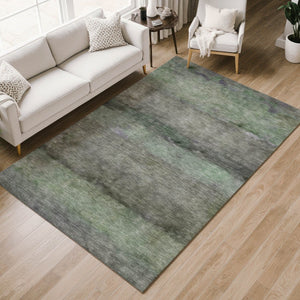 HomeRoots 10' Artichoke Green & Gray Abstract Washable Area Rug - Stylish Indoor/Outdoor Solution for Any Space 658758