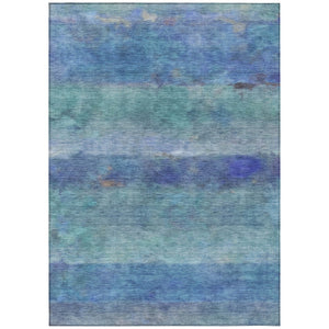 HomeRoots 5' Blue and Ivory Abstract Area Rug - Washable, Durable, Stylish for Indoor and Outdoor Spaces! 658760