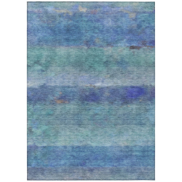 HomeRoots 5' Blue and Ivory Abstract Area Rug - Washable, Durable, Stylish for Indoor and Outdoor Spaces! 658760