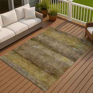 HomeRoots 5' X 8' Brown and Taupe Abstract Washable Area Rug - Durable Indoor/Outdoor Design for All Spaces 658766