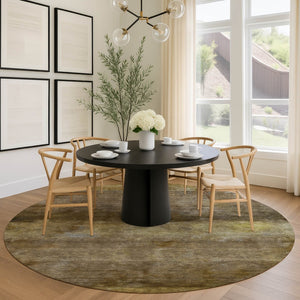 HomeRoots 8' Round Abstract Washable Indoor-Outdoor Area Rug in Brown & Taupe – Durable, Stylish & Easy Care! 658767