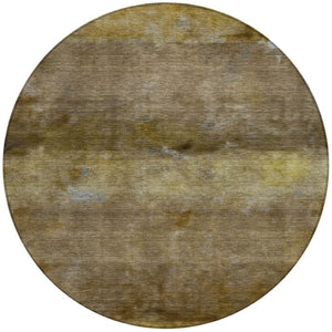 HomeRoots 8' Round Abstract Washable Indoor-Outdoor Area Rug in Brown & Taupe – Durable, Stylish & Easy Care! 658767
