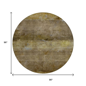 HomeRoots 8' Round Abstract Washable Indoor-Outdoor Area Rug in Brown & Taupe – Durable, Stylish & Easy Care! 658767