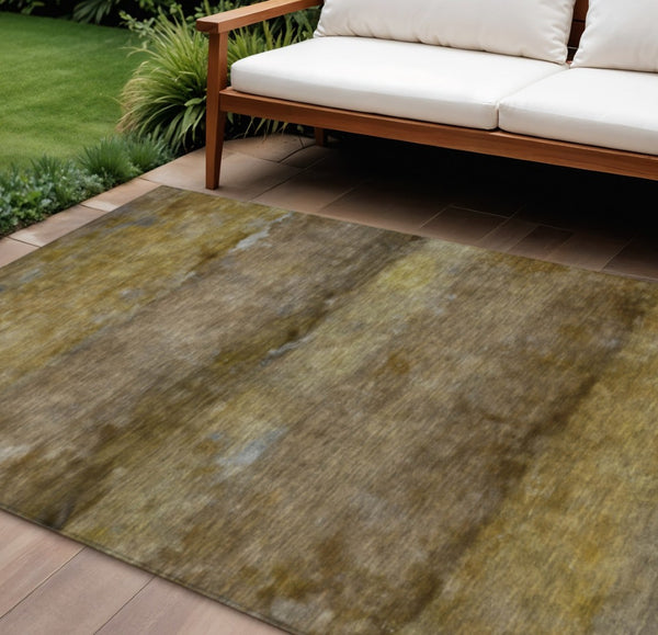 HomeRoots 8' x 10' Washable Brown & Taupe Abstract Area Rug – Indoor/Outdoor, Durable & Stylish for High-Traffic Spaces 658768