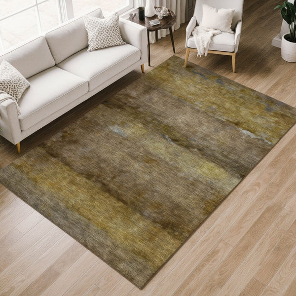 HomeRoots 8' x 10' Washable Brown & Taupe Abstract Area Rug – Indoor/Outdoor, Durable & Stylish for High-Traffic Spaces 658768