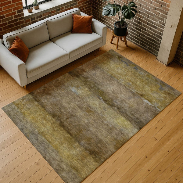 HomeRoots 9' X 12' Abstract Brown and Taupe Washable Area Rug for Indoor/Outdoor Use - Stylish & Durable! 658769