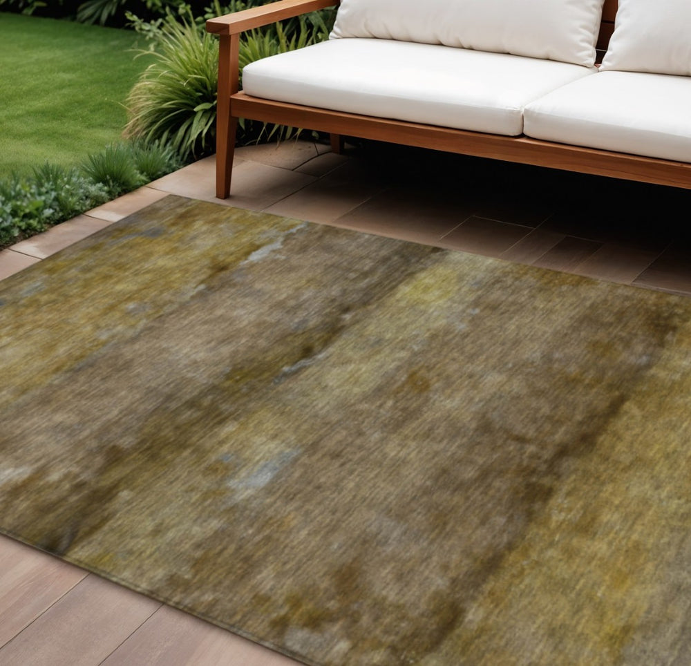 HomeRoots 10' Contemporary Brown and Taupe Abstract Washable Area Rug – Durable, Stylish, Indoor/Outdoor Use 658770