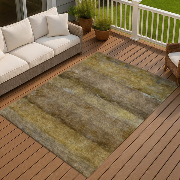 HomeRoots 10' Contemporary Brown and Taupe Abstract Washable Area Rug – Durable, Stylish, Indoor/Outdoor Use 658770