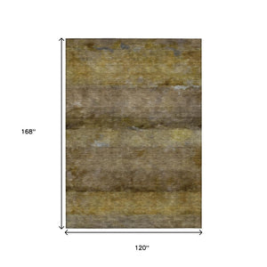 HomeRoots 10' Contemporary Brown and Taupe Abstract Washable Area Rug – Durable, Stylish, Indoor/Outdoor Use 658770