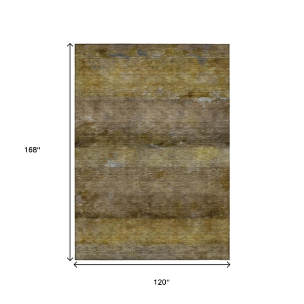 HomeRoots 10' Contemporary Brown and Taupe Abstract Washable Area Rug – Durable, Stylish, Indoor/Outdoor Use 658770
