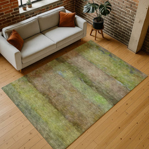 HomeRoots 5' Stylish Olive Green & Brown Abstract Indoor/Outdoor Area Rug - Durable, Washable & Versatile! 658772