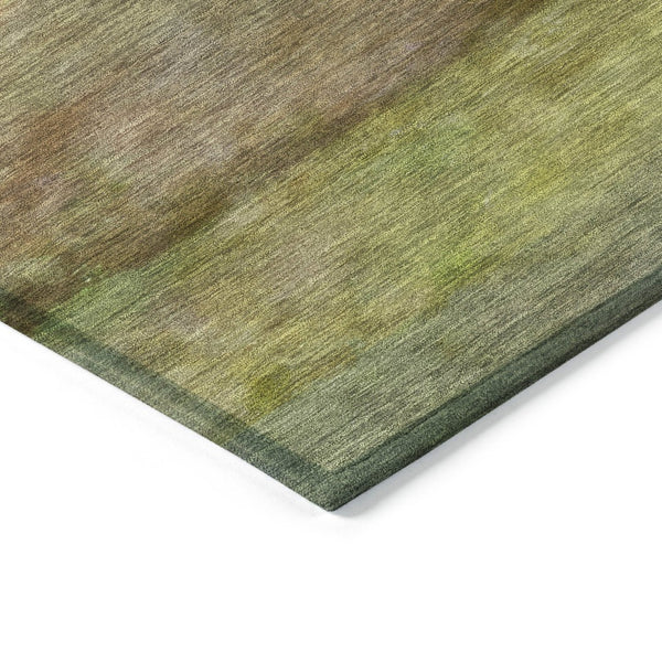 HomeRoots 8' Round Abstract Olive Green and Brown Area Rug – Durable, Washable, Indoor/Outdoor, Family-Friendly! 658773