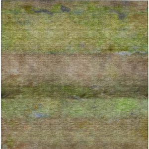 HomeRoots 8' X 10' Olive Green & Brown Abstract Washable Rug – Durable Indoor/Outdoor Design for High Traffic Areas 658774