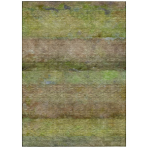 HomeRoots 8' X 10' Olive Green & Brown Abstract Washable Rug – Durable Indoor/Outdoor Design for High Traffic Areas 658774