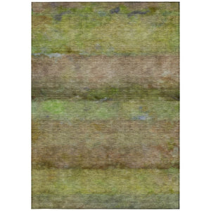 HomeRoots 9' X 12' Olive Green and Brown Abstract Area Rug - Washable, Durable, Stylish for Indoor & Outdoor Use 658775