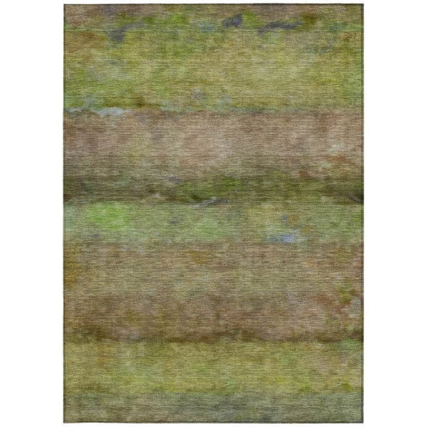 HomeRoots 9' X 12' Olive Green and Brown Abstract Area Rug - Washable, Durable, Stylish for Indoor & Outdoor Use 658775