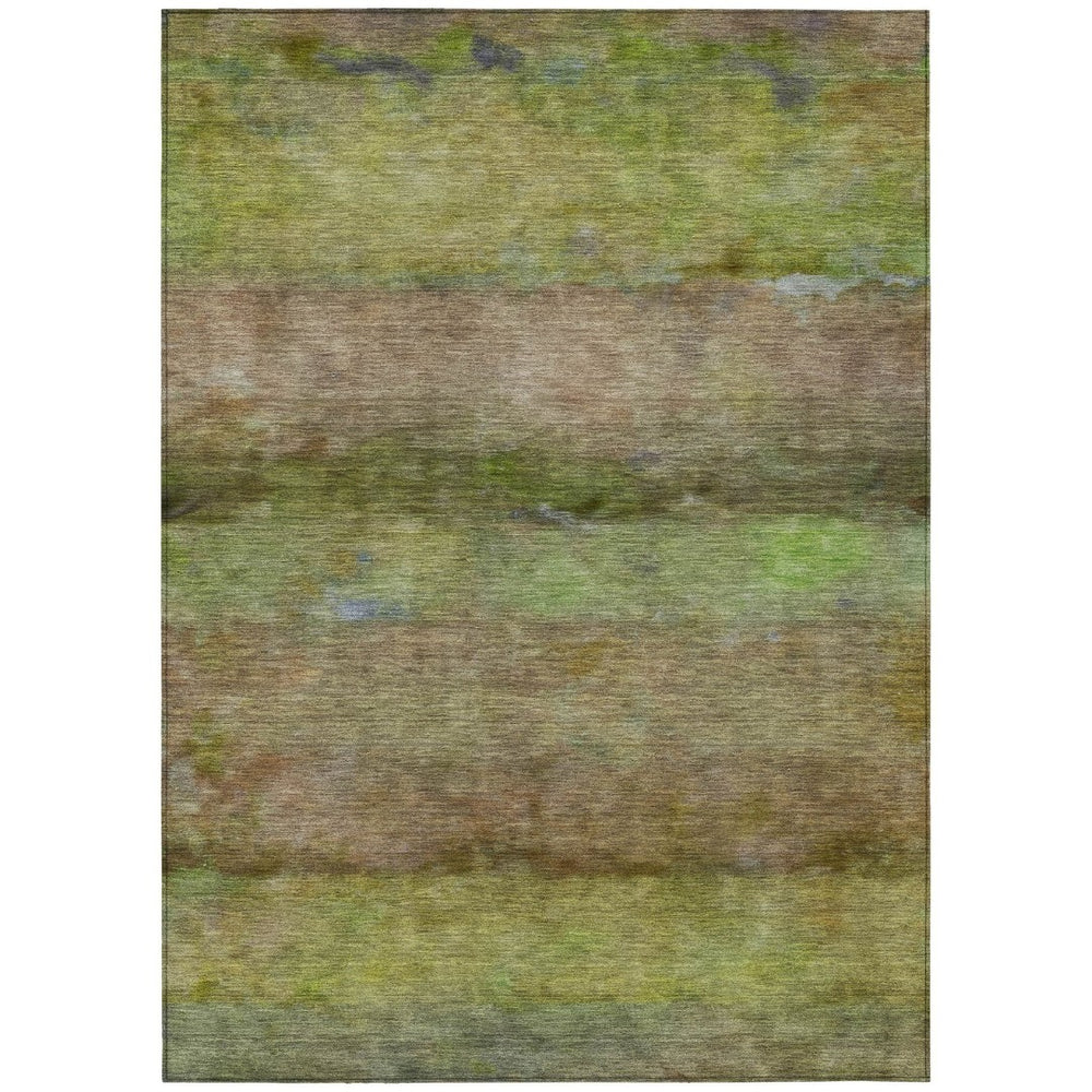 HomeRoots 9' X 12' Olive Green and Brown Abstract Area Rug - Washable, Durable, Stylish for Indoor & Outdoor Use 658775