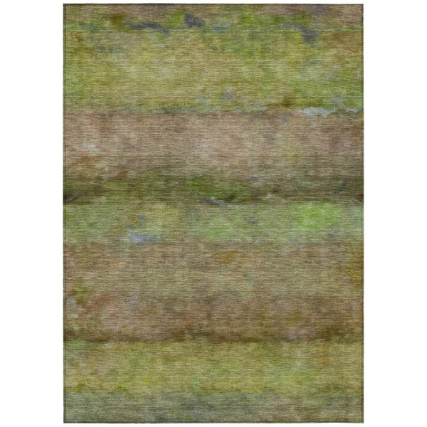 HomeRoots 9' X 12' Olive Green and Brown Abstract Area Rug - Washable, Durable, Stylish for Indoor & Outdoor Use 658775