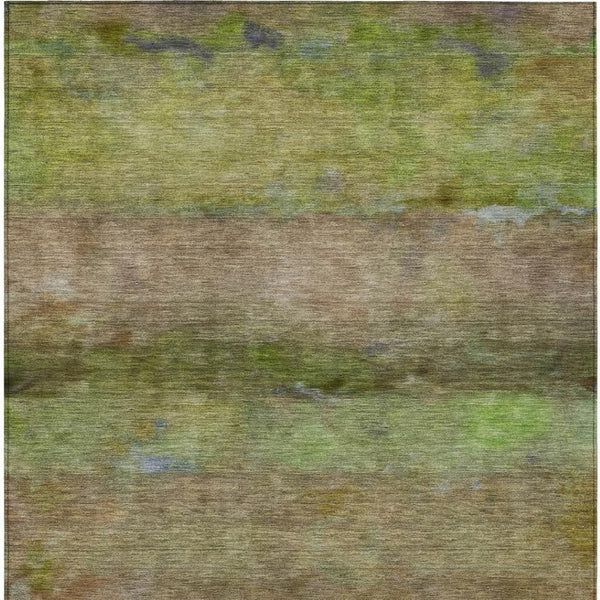 HomeRoots 10' Modern Olive Green & Brown Abstract Washable Area Rug for Indoor/Outdoor High-Traffic Spaces 658776