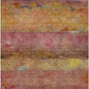 HomeRoots 8' X 10' Vibrant Orange Blush & Yellow Abstract Rug - Washable, Durable & Ideal for Indoor/Outdoor Use 658780