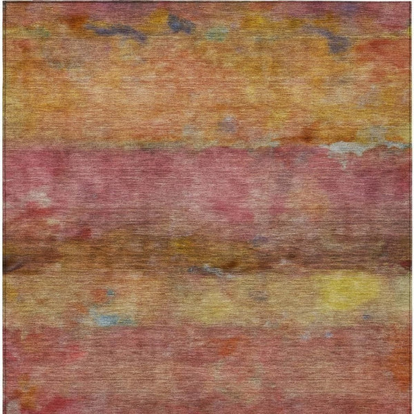 HomeRoots 8' X 10' Vibrant Orange Blush & Yellow Abstract Rug - Washable, Durable & Ideal for Indoor/Outdoor Use 658780