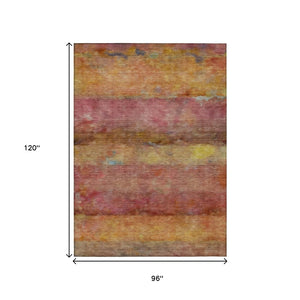 HomeRoots 8' X 10' Vibrant Orange Blush & Yellow Abstract Rug - Washable, Durable & Ideal for Indoor/Outdoor Use 658780