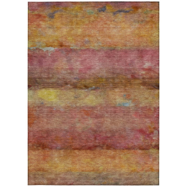 HomeRoots 9' X 12' Vibrant Orange Blush & Yellow Abstract Area Rug – Washable for Indoor & Outdoor Spaces! 658781