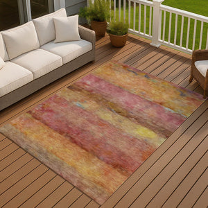 HomeRoots 9' X 12' Vibrant Orange Blush & Yellow Abstract Area Rug – Washable for Indoor & Outdoor Spaces! 658781
