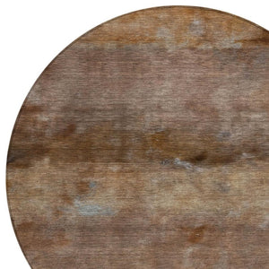 HomeRoots 8' Stylish Khaki & Brown Round Abstract Area Rug - Durable, Washable, Perfect for Indoor & Outdoor Use 658785