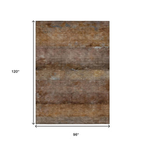 HomeRoots 8' X 10' Khaki and Brown Abstract Area Rug - Durable, Washable Indoor/Outdoor Design for Modern Spaces 658786
