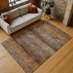 HomeRoots 9' X 12' Khaki and Brown Abstract Area Rug – Stylish, Washable Indoor/Outdoor Rug for All Spaces! 658787