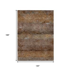 HomeRoots 10' Khaki and Brown Abstract Area Rug - Durable, Washable, Stylish for Indoor/Outdoor Living Spaces 658788