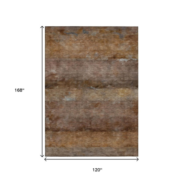 HomeRoots 10' Khaki and Brown Abstract Area Rug - Durable, Washable, Stylish for Indoor/Outdoor Living Spaces 658788