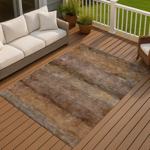 HomeRoots 10' Khaki and Brown Abstract Area Rug - Durable, Washable, Stylish for Indoor/Outdoor Living Spaces 658788
