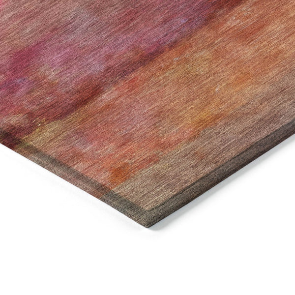 HomeRoots 8' Vibrant Pink, Orange & Gold Round Abstract Washable Area Rug for Indoor & Outdoor Spaces 658791