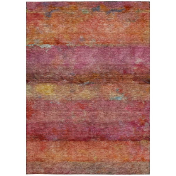 HomeRoots 8' X 10' Bold Pink, Orange & Gold Abstract Washable Area Rug for Indoor/Outdoor Spaces & Style 658792