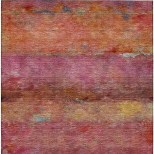 HomeRoots 8' X 10' Bold Pink, Orange & Gold Abstract Washable Area Rug for Indoor/Outdoor Spaces & Style 658792