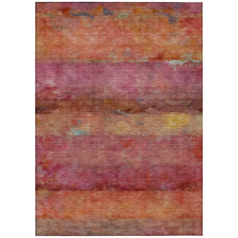 HomeRoots 9' Vibrant Pink, Orange & Gold Abstract Washable Area Rug for Indoor & Outdoor Spaces – Durable Style! 658793