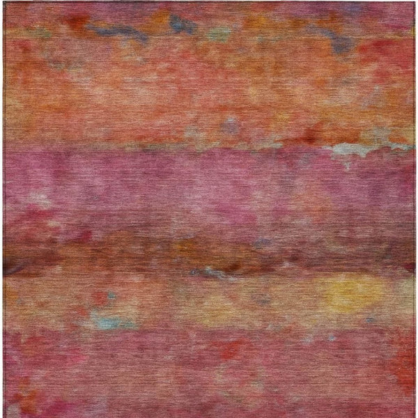HomeRoots 9' Vibrant Pink, Orange & Gold Abstract Washable Area Rug for Indoor & Outdoor Spaces – Durable Style! 658793