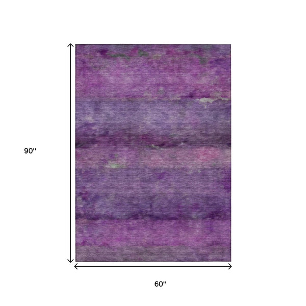 HomeRoots 5' X 8' Vibrant Purple and Plum Abstract Area Rug - Washable, Durable, Indoor/Outdoor Perfection! 658796