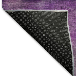 HomeRoots 8' Round Abstract Area Rug in Purple & Plum – Washable, Durable, Modern Design for Indoor/Outdoor Use 658797